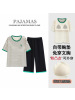带胸垫睡衣女夏季短袖七分裤两件套爽棉圆领条纹睡衣家居服可外穿