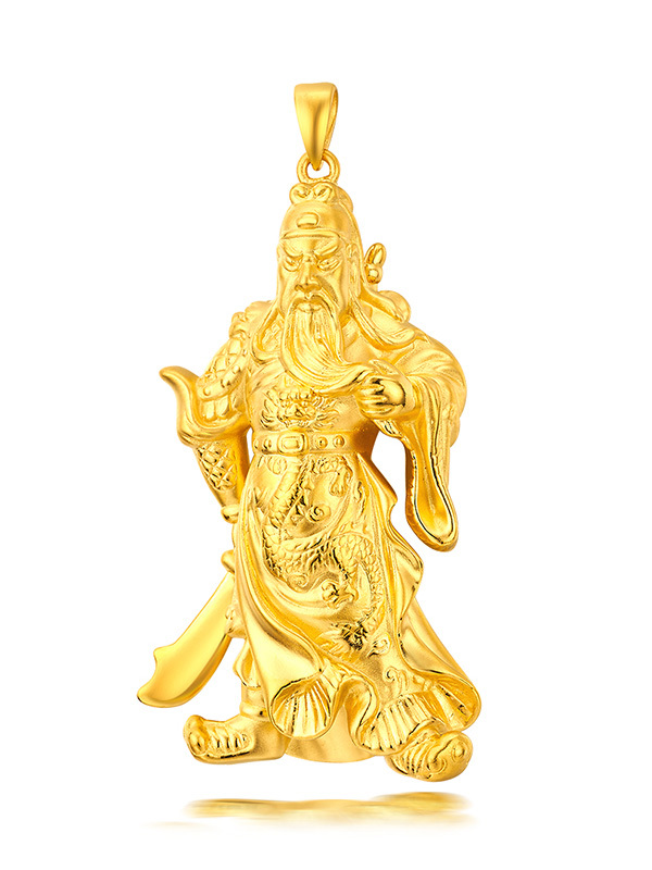 zhao liang兆亮珠宝 黄金吊坠男款足金999义气关公关羽挂坠3d硬金威武