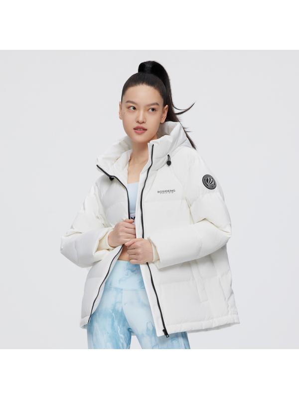 波司登女士短款羽绒服宽松H型纯色简约休闲百搭抽绳