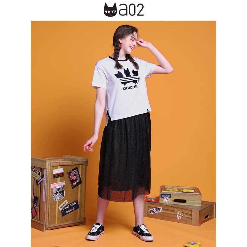 a02新款2020时尚飘带卡通字母印花修身短袖T恤女潮DTV2C0371KT图片