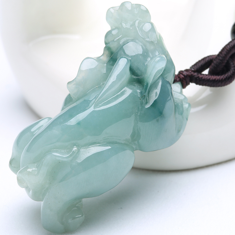 印象眸a货翡翠貔貅吊坠飘绿玉石坠子男女款玉器配饰附证书