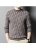 加厚100%绵羊毛衫圆领轻奢碎花550g提花打底针织个性男士羊毛衫