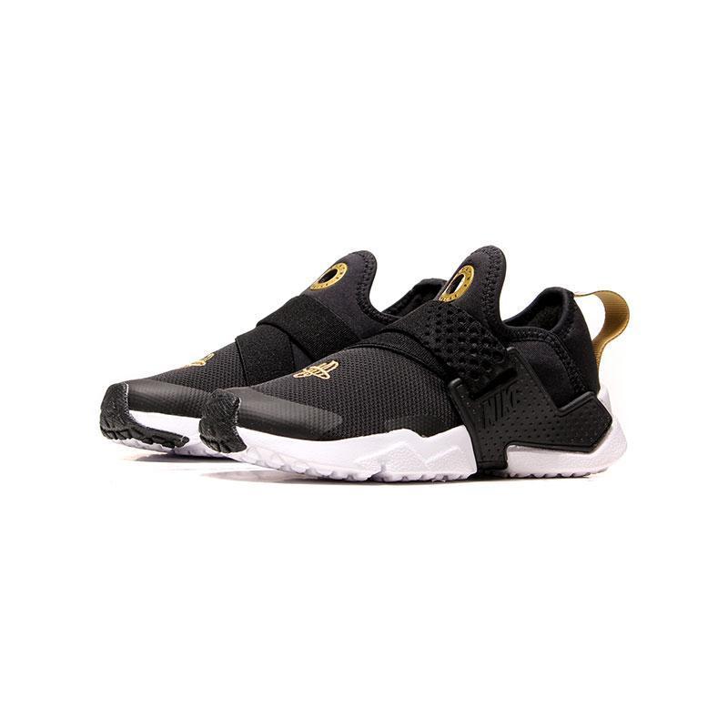 NIKE耐克男女幼童休闲鞋HUARACHE系列一脚蹬运动鞋AH7826 AH7826-007黑+金属金黄+白