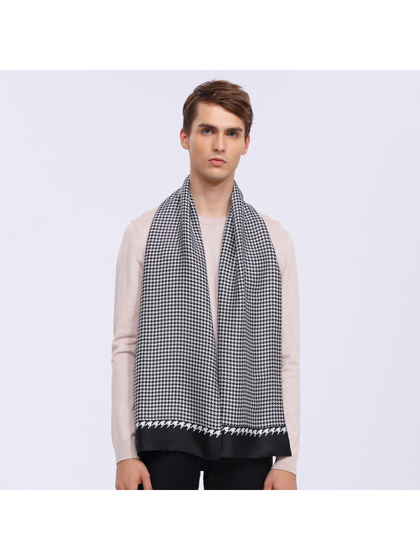 宏达HONDAR 2018秋冬新款 英伦时尚风 经典双层四季款男士丝巾围巾 SJ766