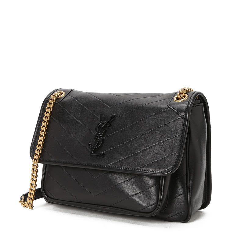 圣罗兰YSL NIKI 口盖包中号 字母LOGO褶皱皮633158金扣 女士斜挎单肩包图片