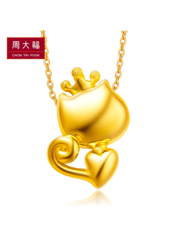 Z周大福珠宝首饰CoCoCat皇冠足金黄金坠R15334
