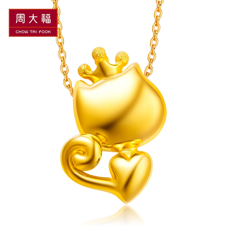Z周大福珠宝首饰CoCoCat皇冠足金黄金坠R15334