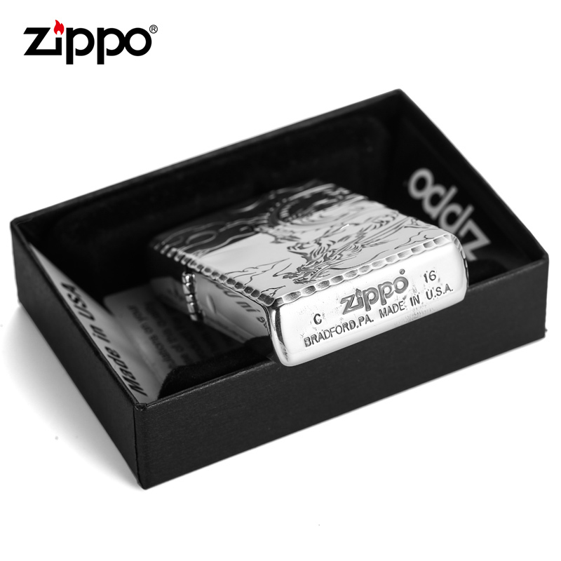 zippo正品打火机 芝宝正版专柜防风火机 金银龙出云
