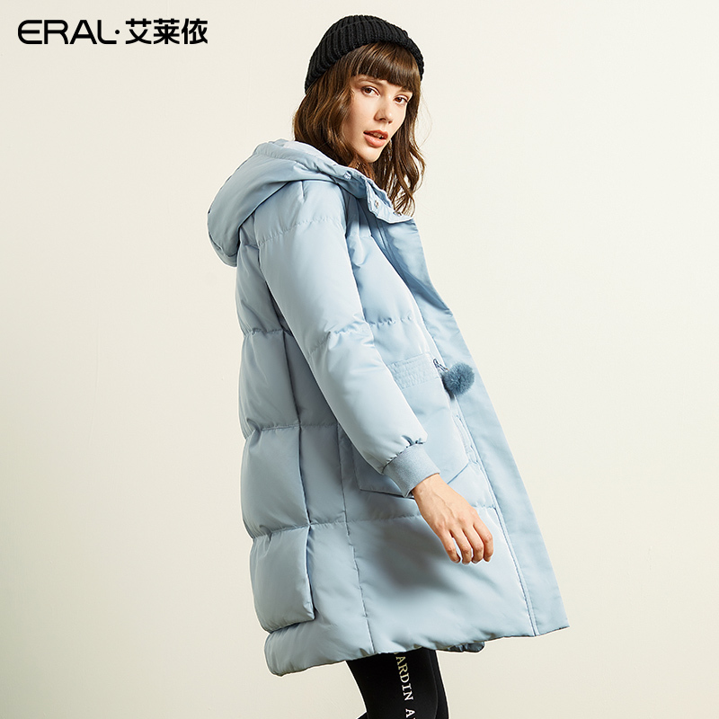 艾莱依2019秋冬新款韩版宽松羽绒服女保暖中长款外套