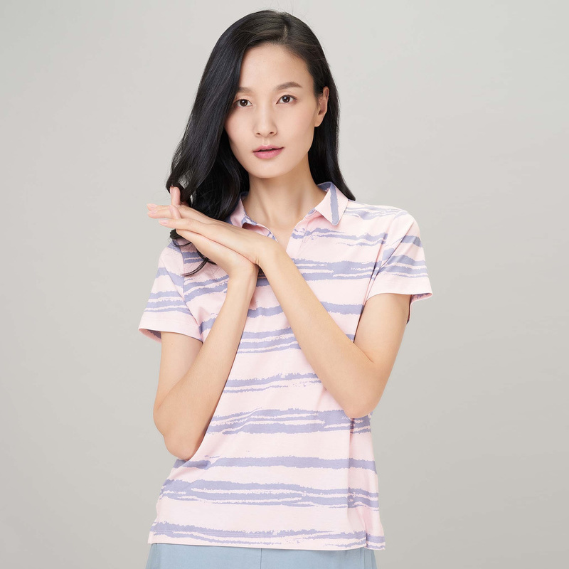 鄂尔多斯erdos春夏纯棉不规则条纹印花polo衫女士短袖t恤视频
