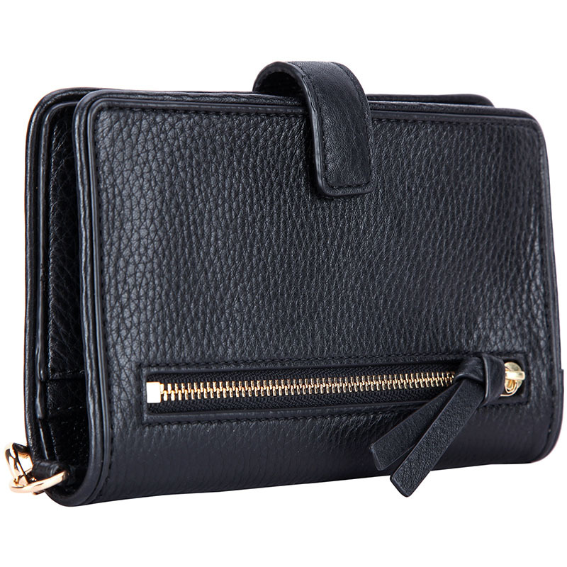 TORY BURCH 托里·伯奇 商务简约女士黑色皮质中长款手拿包零钱包 39062 001