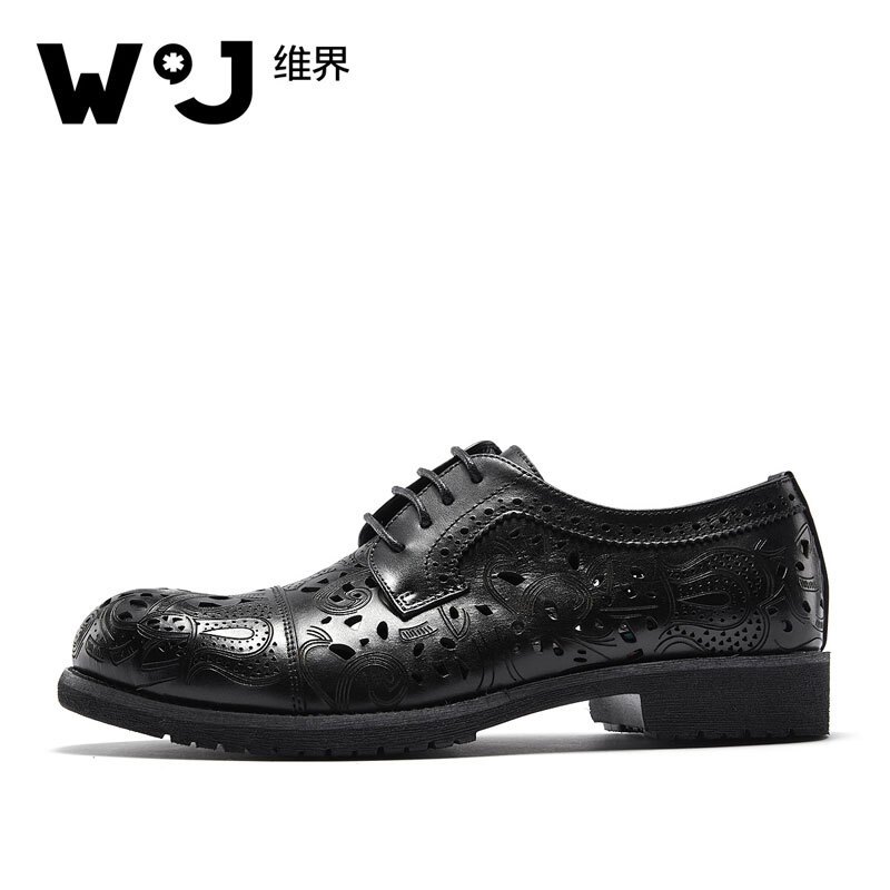 维界惊艳品味 牛皮立体镂空雕花透气鞋