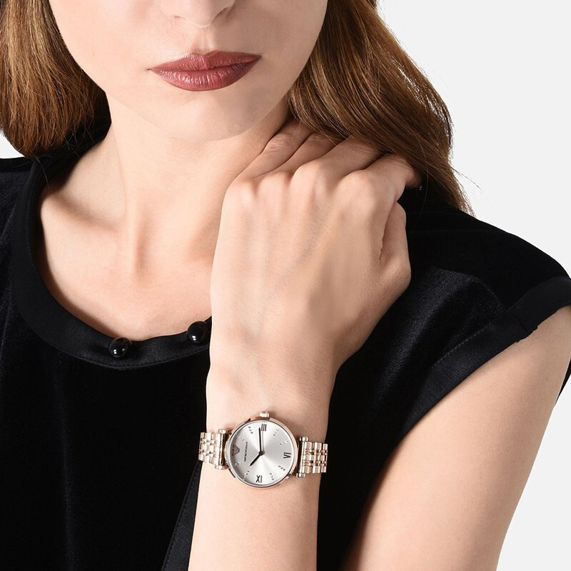 阿玛尼(Emporio Armani)女士手表 商务个性时尚腕表简约钢带石英表女欧美品牌 AR11059