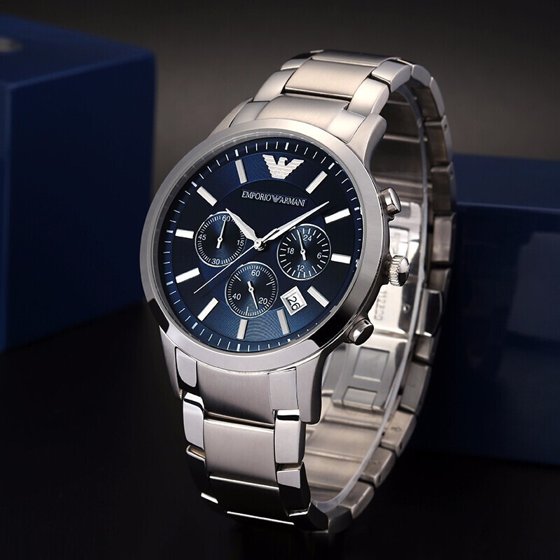 阿玛尼emporioarmani手表男飞行员多功能男表钢带石英手表ar2448