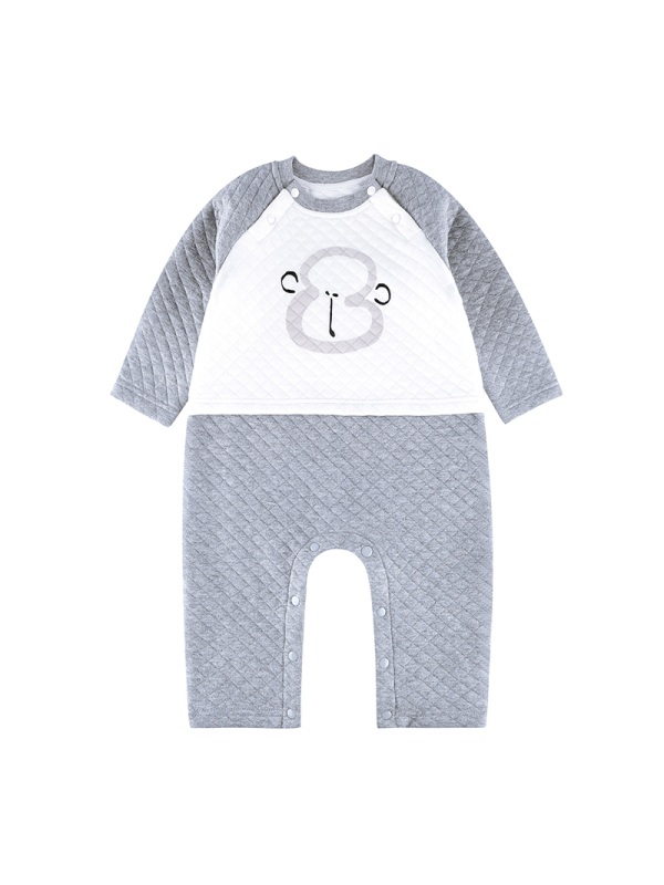 angeeb宝贝心语秋季新品夹棉保暖新生儿连体衣长袖哈衣爬服