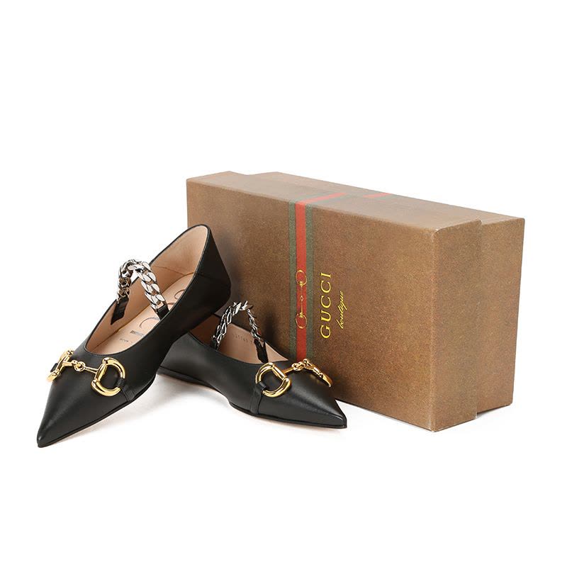 古驰 GUCCI 芭蕾舞平底鞋 马衔扣光面皮621161 女士低帮鞋平跟鞋图片
