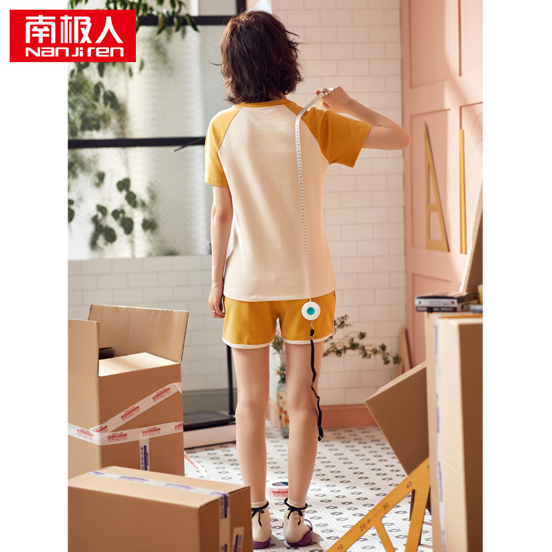 南极人睡衣女春夏季纯棉短袖宽松夏大码薄款家居服两件套装全棉韩版