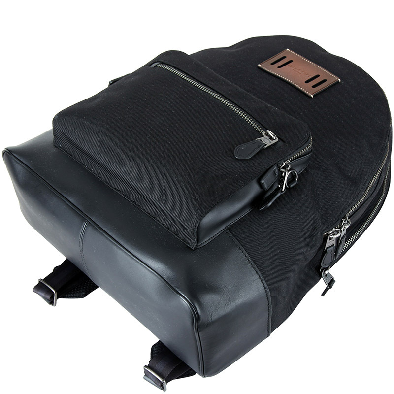 coach蔻驰男士黑色织物配皮双肩背包f27609qbbk