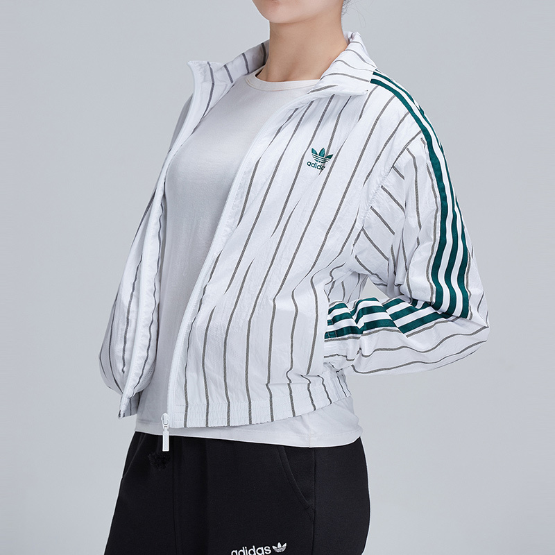 adidas阿迪达斯三叶草女装防风服休闲条纹夹克DU9925