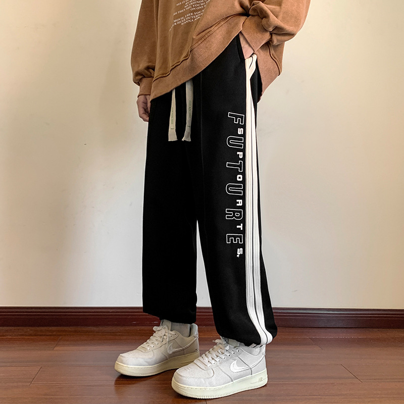 秋冬季新款男士休闲裤韩版潮牌百搭长裤刺绣宽松直筒束脚运动裤子