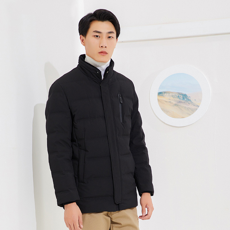 千仞岗秋冬新品羽绒服男短款纯色立领商务简约冬外套