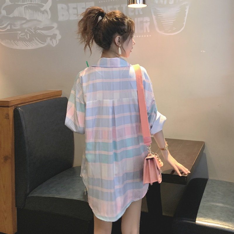 如熙 格子衬衫女防晒长袖外套女士衬衫