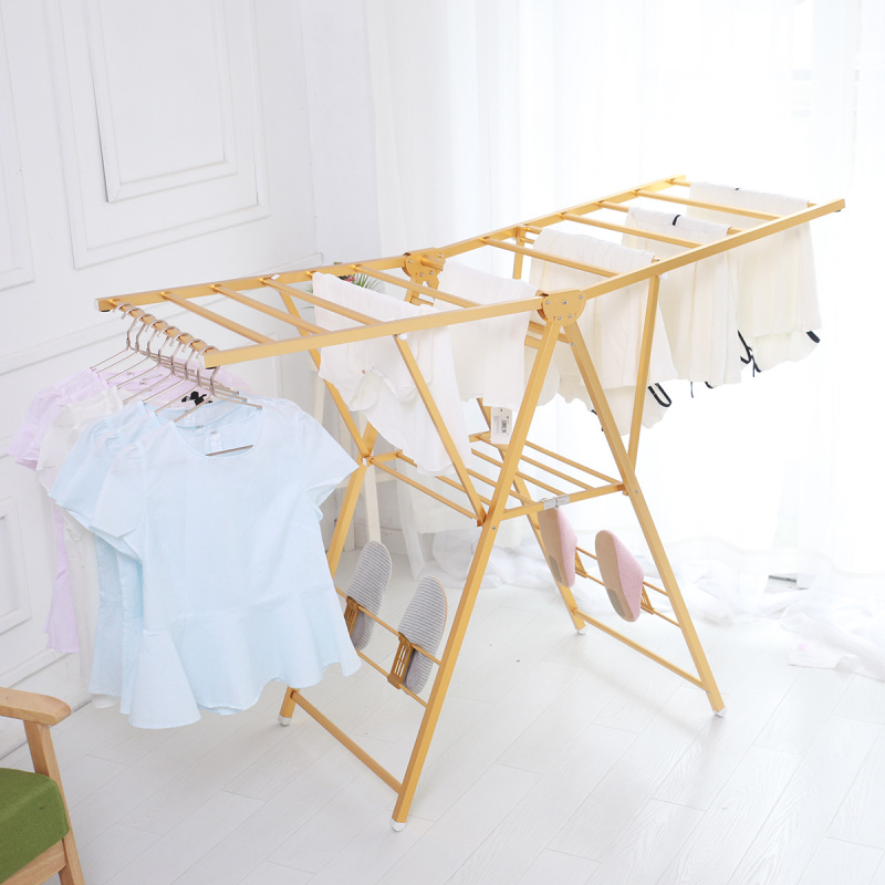 单爱 全太空铝晾衣架 落地 折叠室内挂衣架翼型阳台晒衣架 晾衣杆