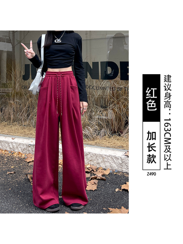 灰色运动裤女春秋季新款秋冬加绒直筒卫裤小个子休闲阔腿裤子