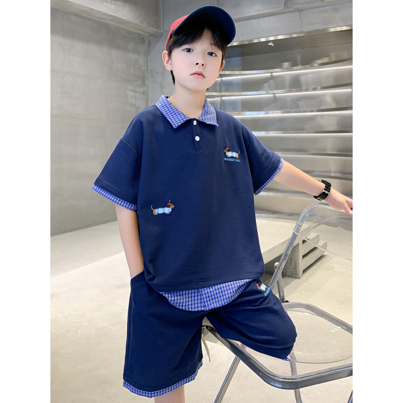 男童夏装套装2025新款运动中大儿童夏季男孩短袖POLO衫帅气时髦潮