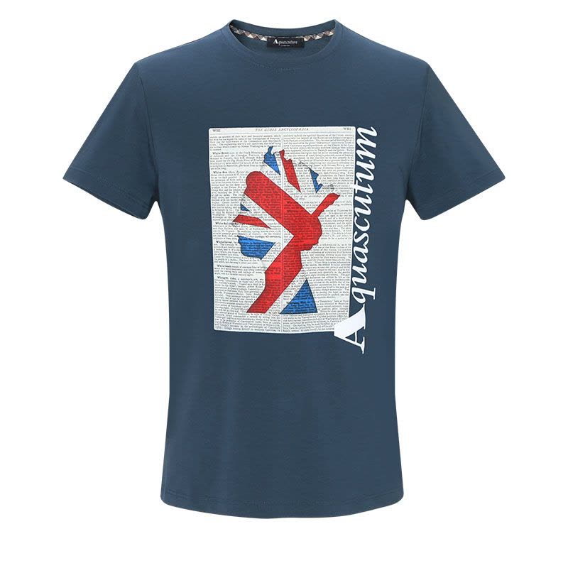 雅格狮丹AQUASCUTUM 男士T恤 图型印花棉质QMT006M0图片