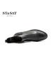 St&Sat/星期六冬季新款牛皮拼接蛇纹圆头短靴女鞋SS64117122