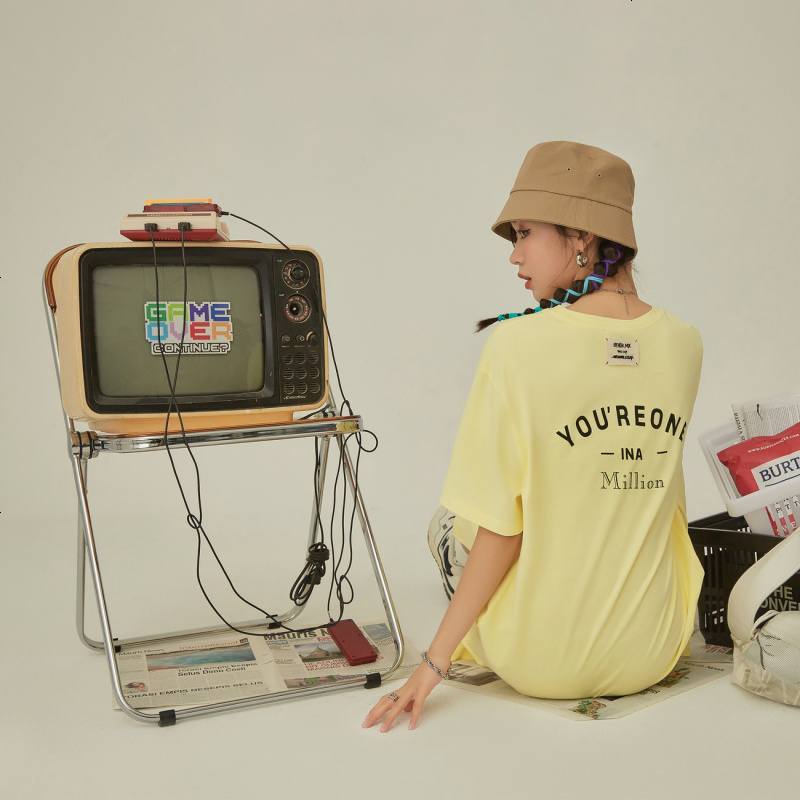OtherMix设计感字母连衣裙2021年夏季新款套头宽松女短袖T恤裙子
