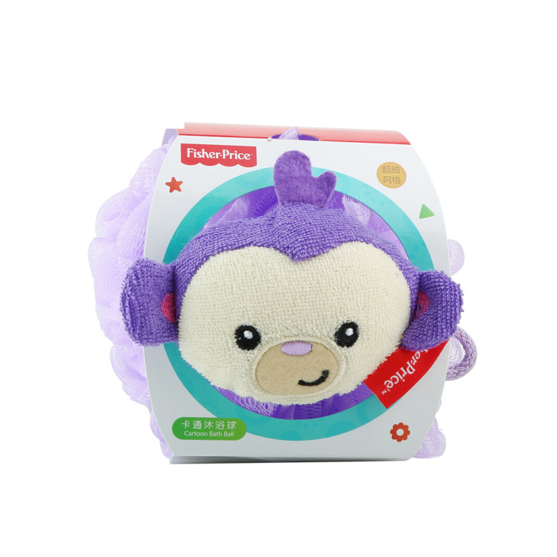 费雪（Fisher-Price） 婴儿沐浴海绵沐浴球卡通沐浴擦沐浴花宝宝洗澡 紫色小猴