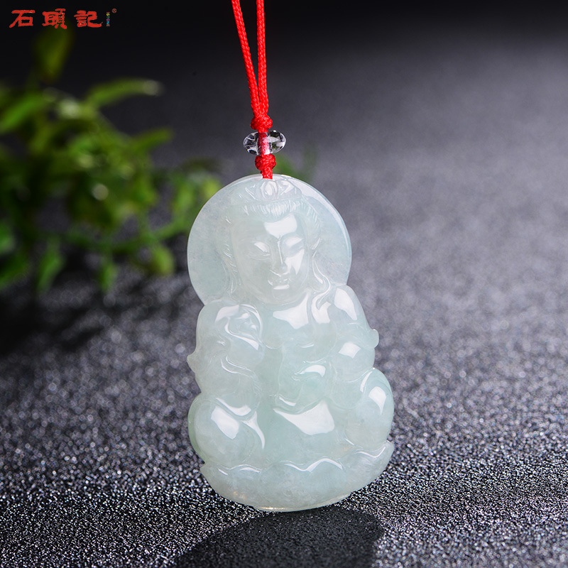 istone石头记天然翡翠a货如意观音吊坠天然玉石一物一图
