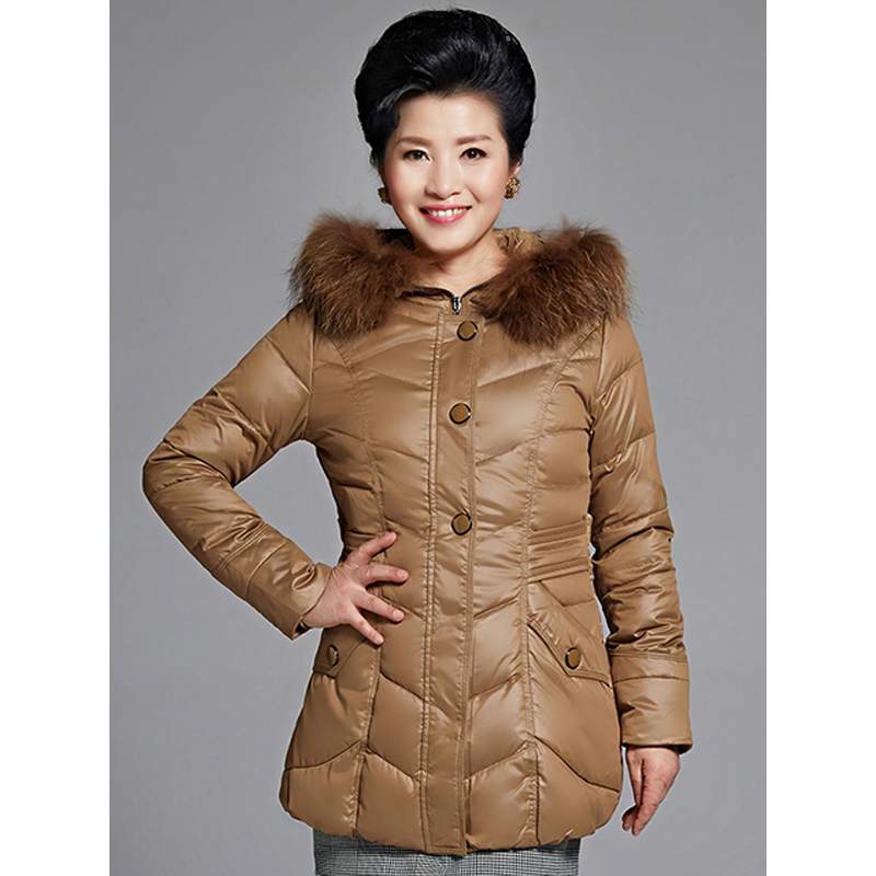 千仞岗羽绒服女中长款修身时尚大毛领冬装外套