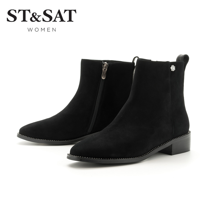 St&Sat/星期六秋冬时尚铆钉低跟短靴女靴SS74116408
