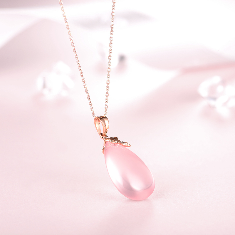 佐卡伊 花旦 玫瑰18K金芙蓉石吊坠