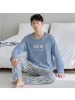 纯棉长袖韩版睡衣男士秋冬季全棉休闲宽松加大码青少年家居服套装