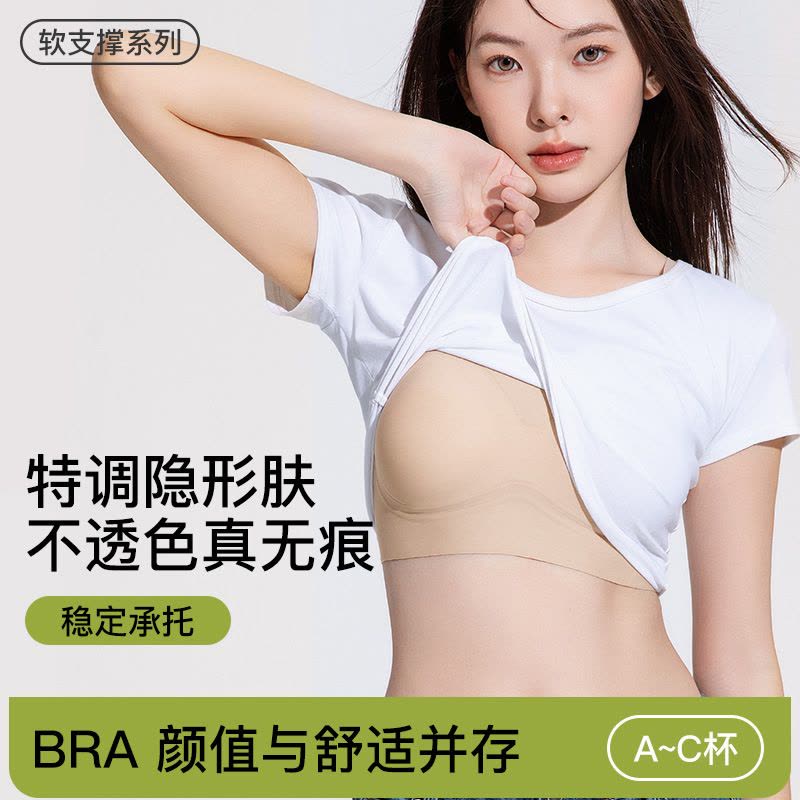 7A粉底液内衣女无痕隐形细肩带美背文胸运动薄款无钢圈胸罩夏图片