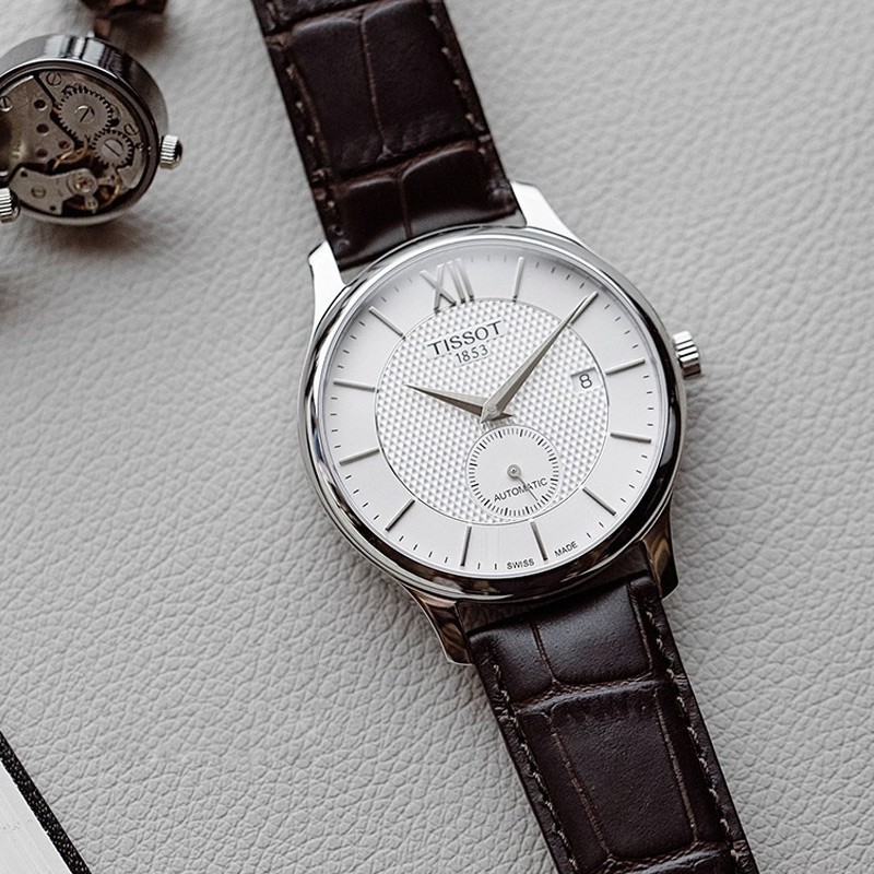 tissot天梭俊雅系列皮带男士自动机械表t0634281603800