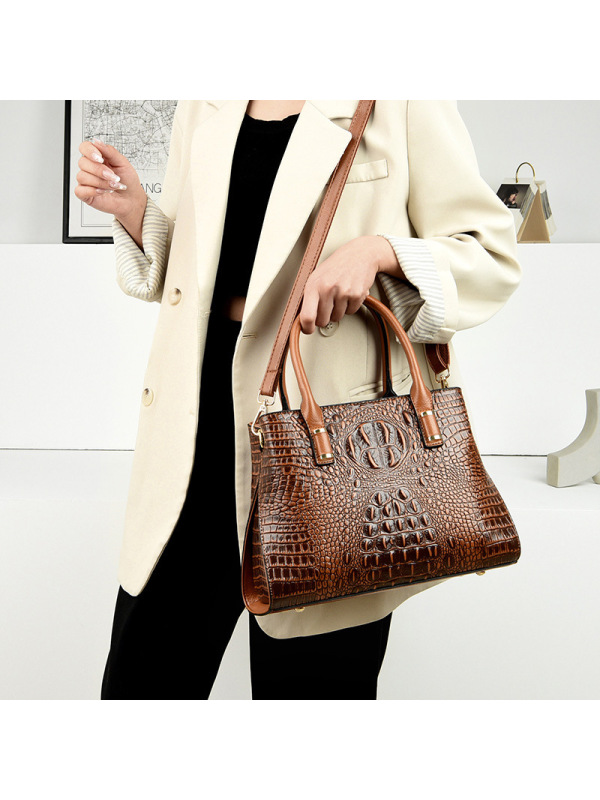 Ceba女包2023新款鳄鱼纹手提包欧美复古时尚通勤包包感百搭斜挎