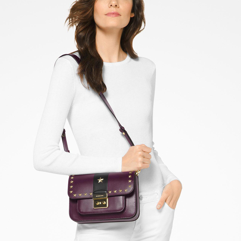 MICHAEL KORS 迈克·科尔斯Sloan Editor杨幂同款女士五角星皮质单肩斜挎包30F7GS9L3Y