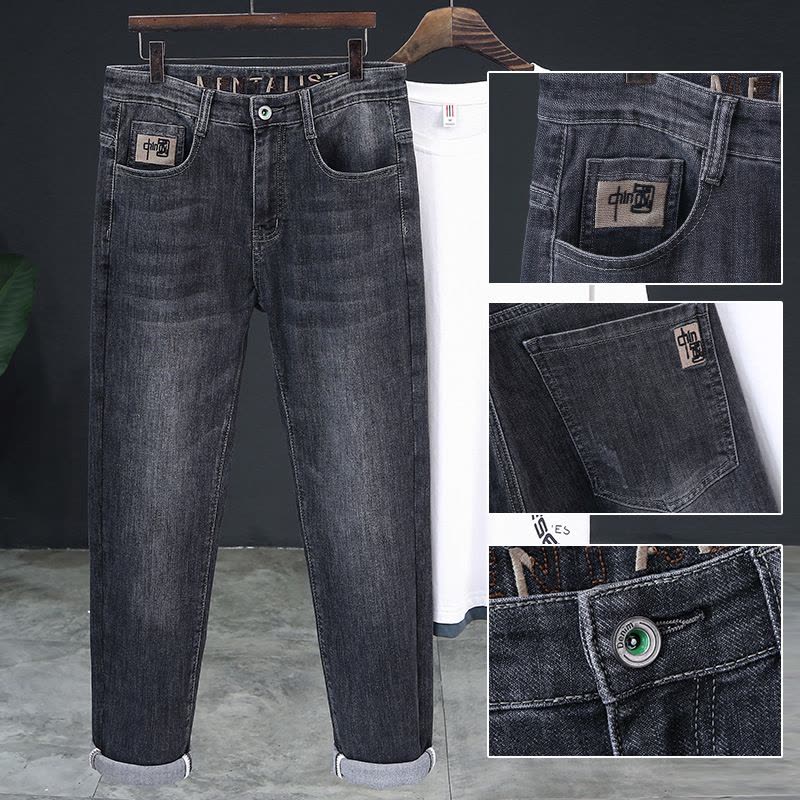 Ceba高弹力夏季薄款牛仔裤刺绣抖音男装长裤新塘牛仔裤男图片