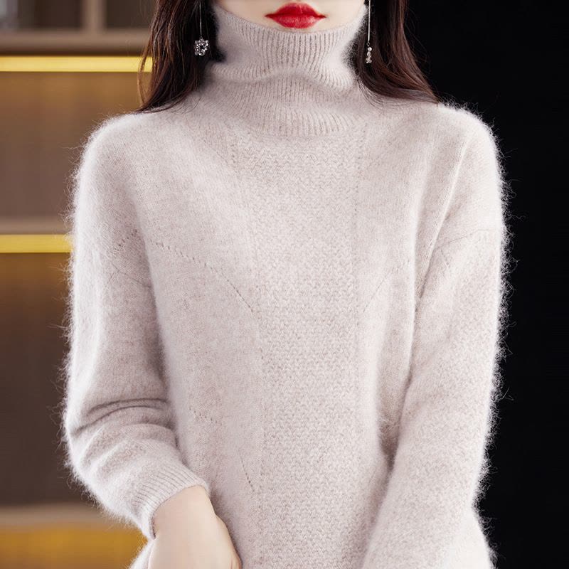 貂绒打底衫秋冬新款女装高领短款宽松套头加厚羊毛针织衫毛衣图片