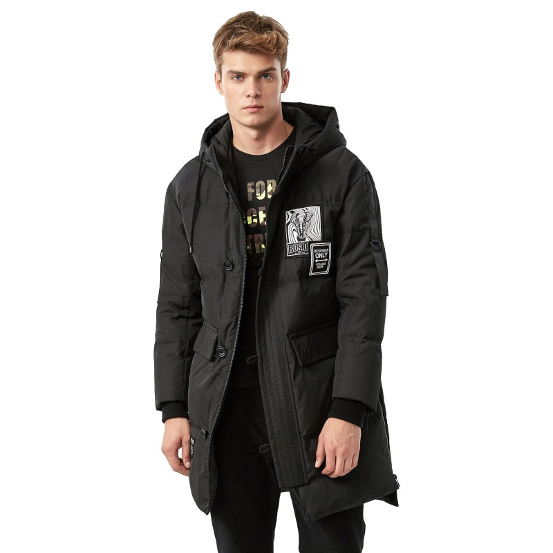 波司登羽绒服男 中长款连帽外套