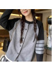 学院风长袖针织毛衣外套开衫春秋新款女装慵懒风宽松百搭撞色上衣
