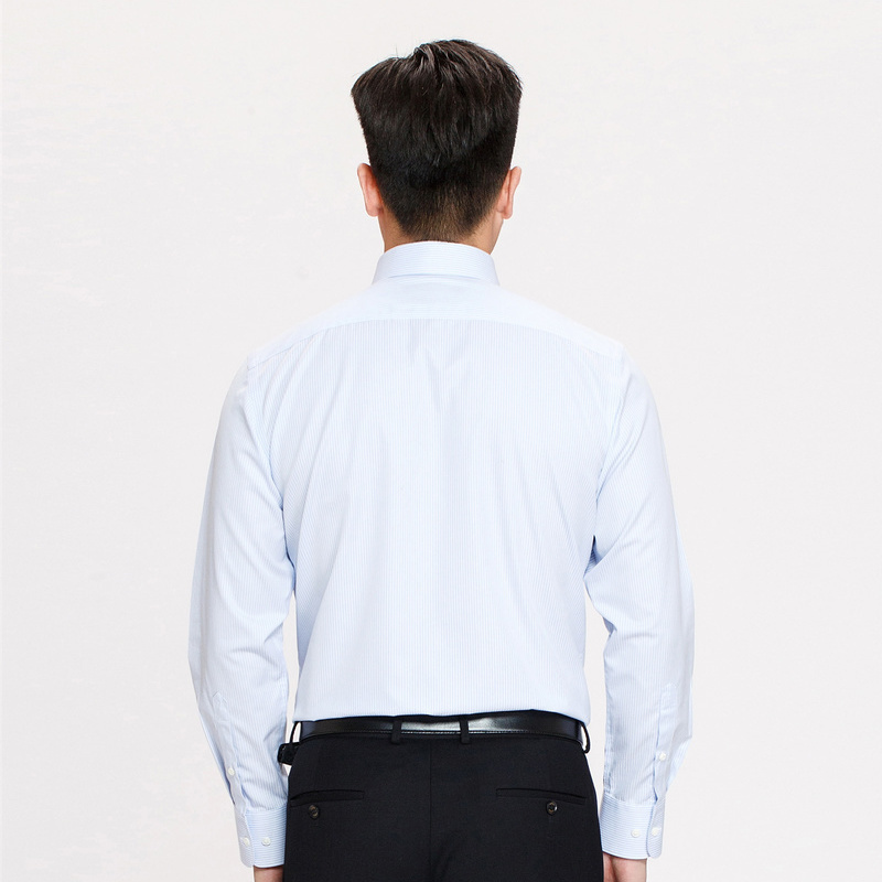 youngor雅戈尔男士秋季商务正装白底蓝条纯棉面料长袖衬衫262iba