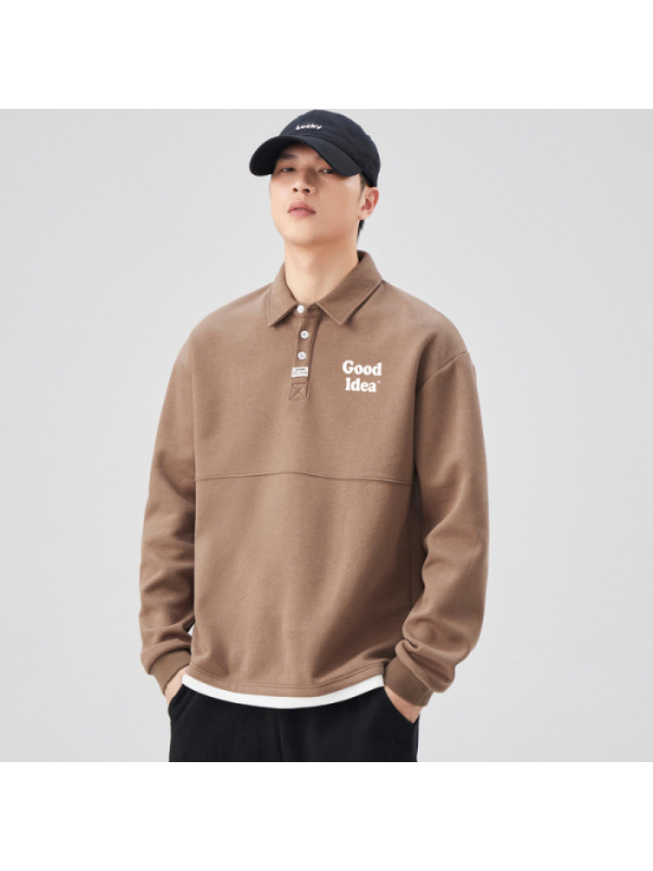 |年春款男士重磅翻领长袖POLO衫卫衣多色可选时尚百搭