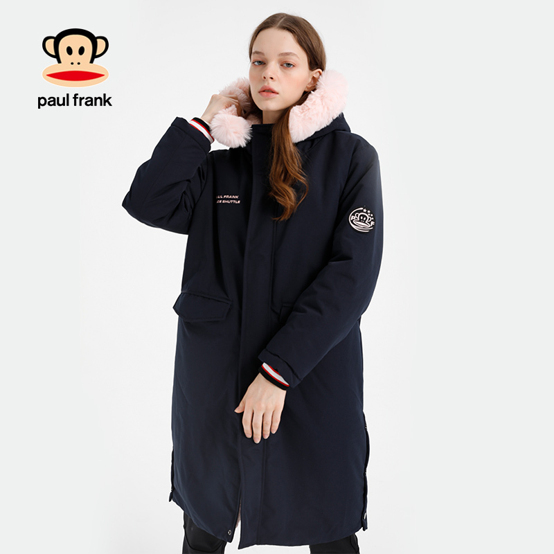 Paul Frank/大嘴猴冬季棉服女潮中长款韩版宽松加厚连帽X