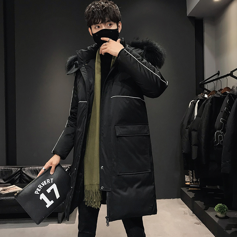 2021新款羽绒服男中长款工装时尚连帽外套冬装帅保暖大衣